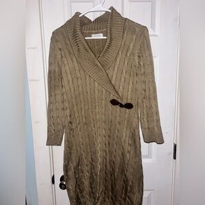 Calvin Klein Tan Midi Dress with Buckle Detail